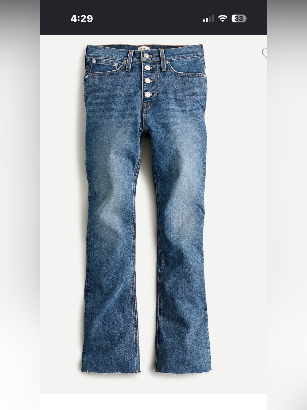 J.Crew Kick Out Crop Flare Jeans High Rise 28 Blue Raw Hem